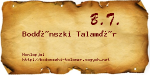 Bodánszki Talamér névjegykártya